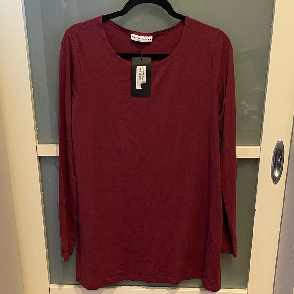 Bryn Walker Women’s Deep Red Burgundy Red Long Sleeve Tunic Top, M, NWT
